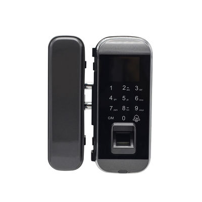 quality  Digital Access Control Support EBKN Aluminum Alloy+Iron Glass Slide Smart Biometric Fingerprint Commercial Door Remote Control Glass Door Lock factory
