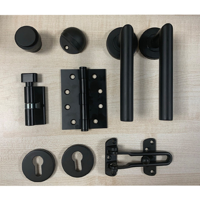 Modern Unit Interior Door Handle Lock Set, Mortise Lock Mortise Lock Set, Matte Black Aluminum Door Lock Set