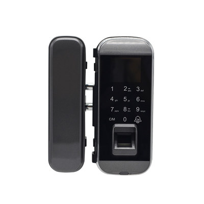 Digital Access Control Support EBKN Aluminum Alloy+Iron Glass Slide Smart Biometric Fingerprint Commercial Door Remote Control Glass Door Lock